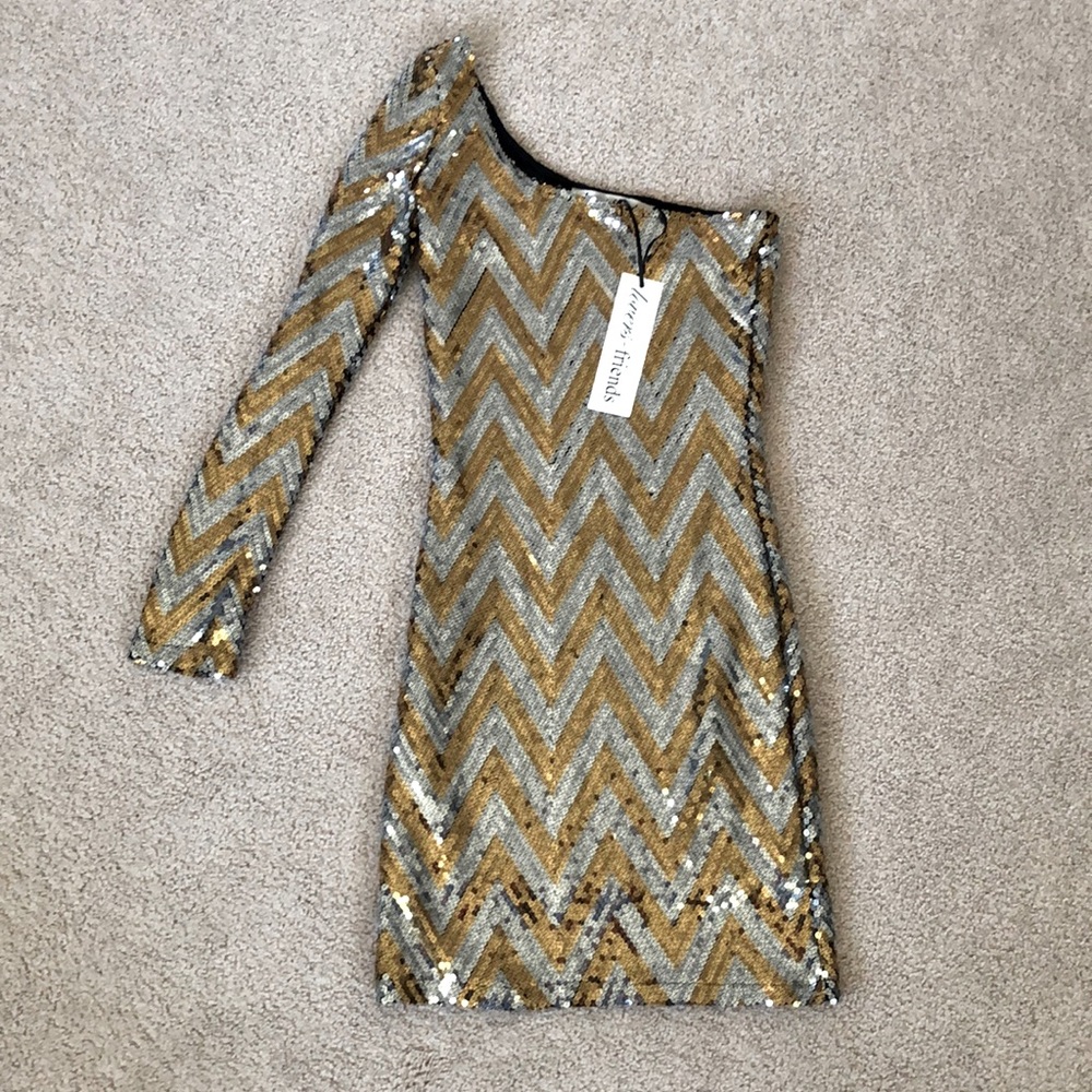 LOVERS + FRIENDS Beaded One Shoulder Dress - XS